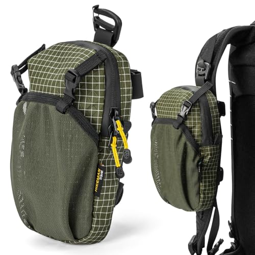 HIKEMAN Backpack Strap Pouch - Backpacking Phone Pouch Waterproof Backpack Shoulder Strap Phone Pocket Attachment Bag for Hikers Lightweight Outddoor Bag for Hiking Travel Cycling (Army Green)