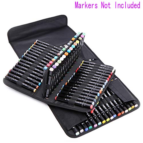 Image of YOUNGCOL 120 Slots Marker Case Marker Holder for Primascolor Markers and Copic Sketch Markers Lipstick Organizer (Black)