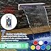 Goldshire 19.6 Inch Pool Waterfall Spillway, Stainless Steel Pond Waterfalls with Multi Color-LED Light Outdoor Pool Fountain, Water Flow Fountains Kit for Garden Patio & Rockery Decoration