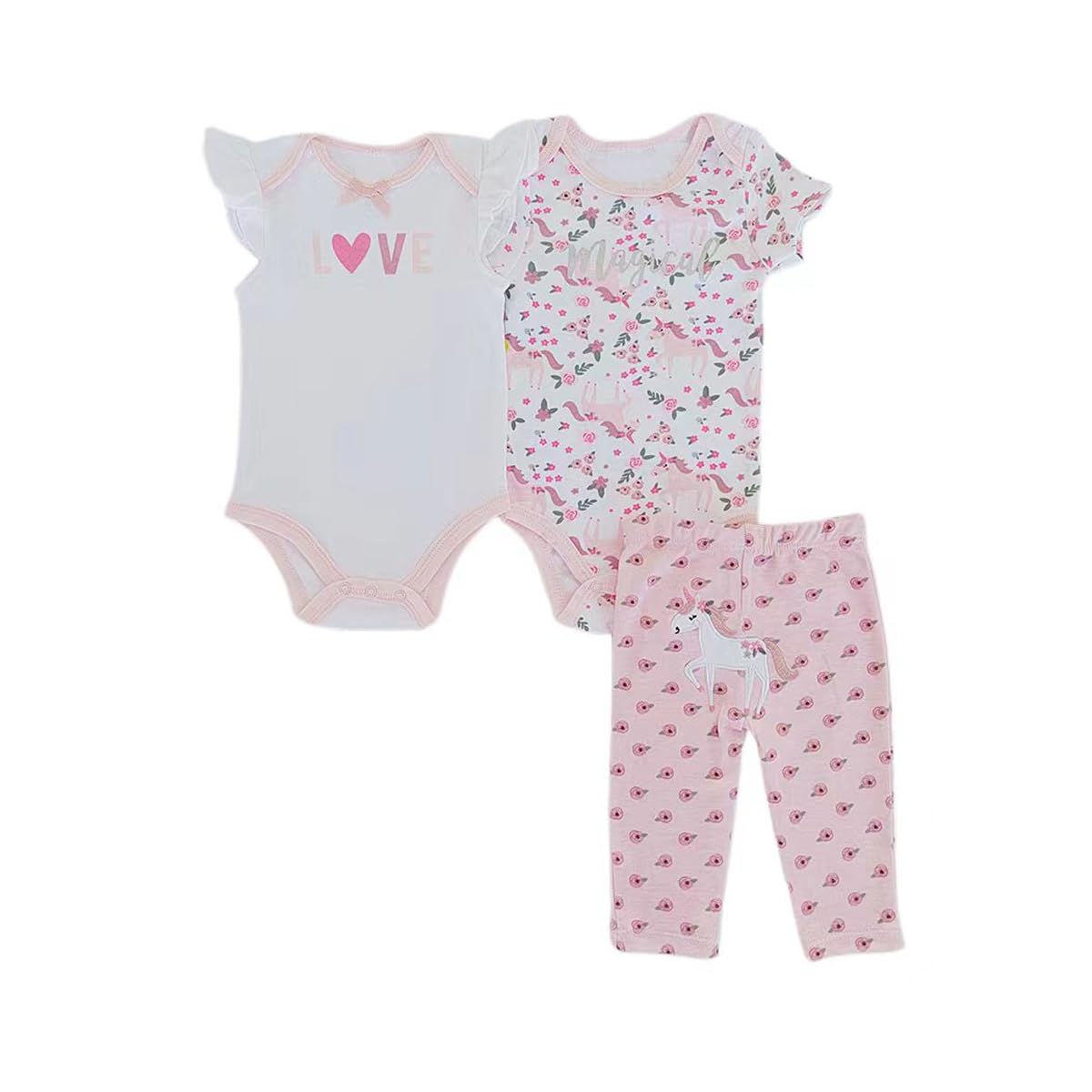 YOURDIARY Newborn Baby Girl Outfit Bodysuits and Pants Set Sleeveless Sleeve Cotton Cute Infant Baby Clothes Outfits Clothing Set 6-9 Month