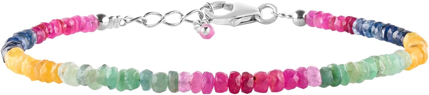 InfinityGemsArt Sapphire Bracelet Stone Jewelry Gemstone Beads Crystals Dainty Handmade Gift, September Birthstone, Energy Healing Stones, 925 Sterling Silver 8 inch Graduation Gifts For Her