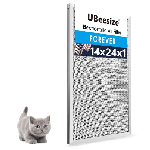 Image of UBeesize 14x24x1 Reusable Electrostatic Air Filter HVAC AC Furnace Filter,MERV 8,Washable, Lasts a Lifetime,Permanent Air Filter,Breathe Fresher,Home And Office(Actual Size:13.38x23.38x0.82 Inch)