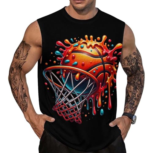 HTRODHT Basketball Drip Game Day Sleeveless Shirts for Men Crew