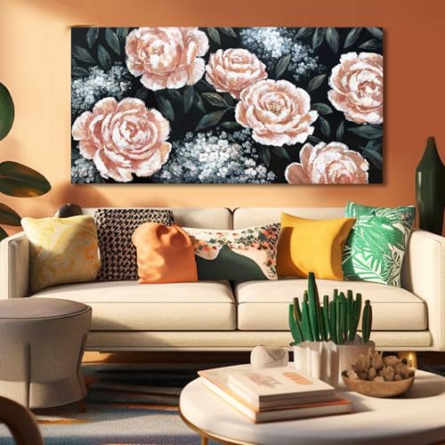 Toile décorative murale fleurs pour combler un grand mur vide gris