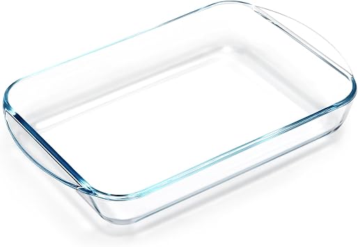 NUTRIUPS 2.6 Quart Glass Baking Dish, 9x13x2.2Handles Included, Rectangular Baking Dishes for Oven, Tempered Glass Casserole Dish