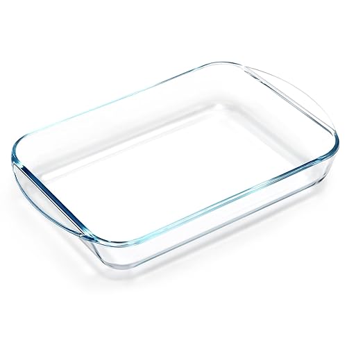 NUTRIUPS 2.6 Quart Glass Baking Dish, 9x13x2.2''(Handles Included), Rectangular Baking