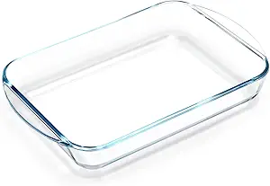 NUTRIUPS 2.6 Quart Glass Baking Dish, 9x13x2.2'' Rectangular Baking Dishes for Oven, Tempered Glass Casserole Dish Cooking Oven Bake