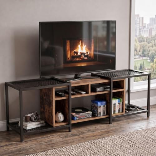 Image of FFO Flexi Convertible TV Unit for Living Room | Adjustable TV Stand 47 /55 /63 /71 Inches (120 /140 /160 /180 cm) | Wooden TV Cabinet with Metal Frame, Open Storage Shelves & Media Console (DIY).