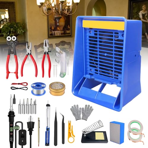 LHMWTWR Kit d'initiation de vitraux de 32 pièces, kit de vitraux, outil de découpe de verre,...