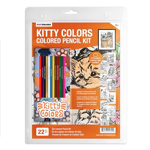 Kitty Colors Cat-Themed Colored Pencils & Coloring Pages Set
