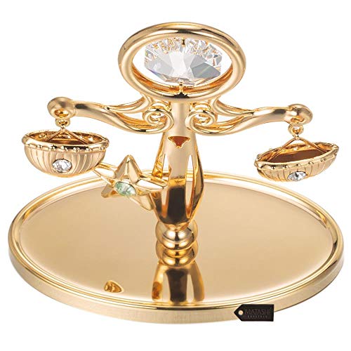Matashi 24K Gold Plated Crystal Studded Scale Ornament Tabletop Home Decor Showpiece For Living Room Bedroom Gift For Birthday New Year #TOP5