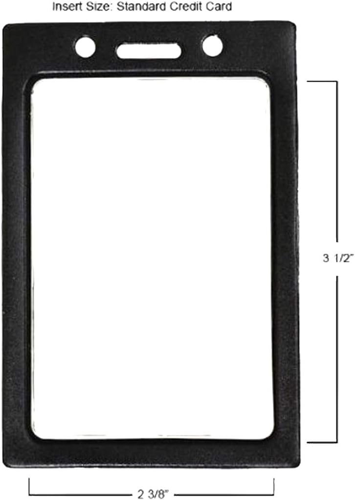 Bulk 100 Pack - Vertical Color-Frame Badge Holder - Clear Vinyl Window Protector with Color Border for Single Credit Card Size Key Cards and Badges by Specialist ID (Black)