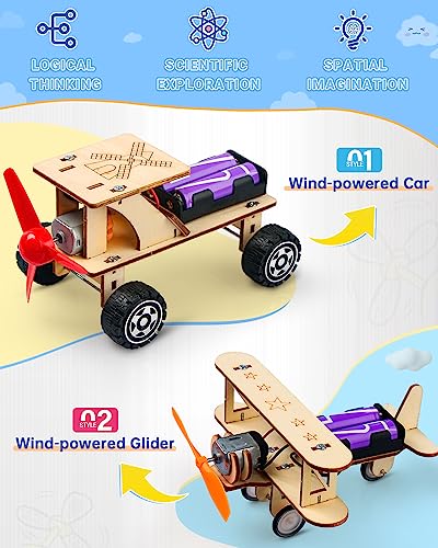 Poraxy STEM Kits for Kids Age 8-10, 5 Set STEM Toys for Boys Age 8-12, Wooden 3D Puzzles Model Car Kits, Science Kit Crafts Building Project, Birthday Gifts for 6 7 8 9 10 11 12 13 Year Old Boys Girls - Image 3