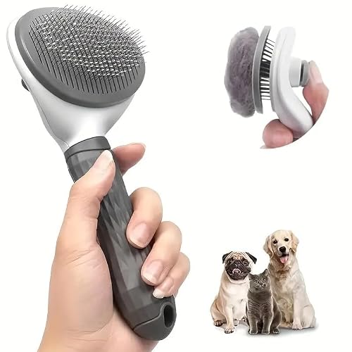 Effortlessly Remove Pet Hair With One-Click Slicker Brush-Perfect For Dogs And Cats