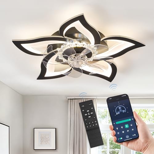 LEDIARY Flower Ceiling Fans with Lights, Small 27 Inch Modern