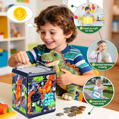Image of ATM Piggy Bank for Boys Girls, Mini ATM Coin Bank Kids Safe with Password