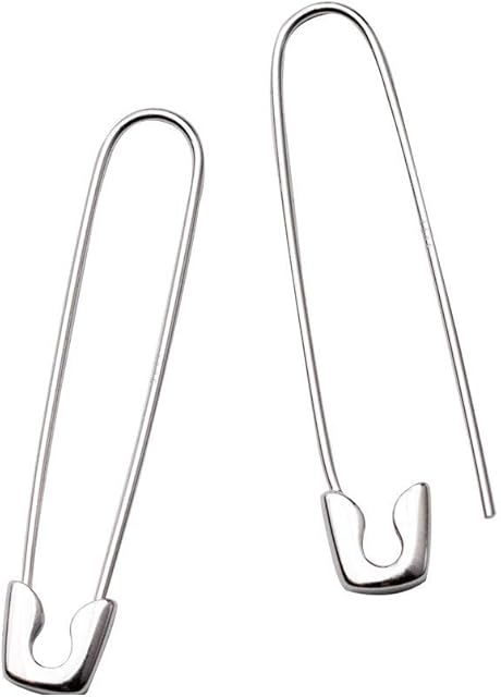 Minimalist Safety Pin Cartilage S925 Sterling Silver Big Hoop Earrings for Women Girls Elegant Dangle Drop Fashion Charm Jewelry Gifts Birthday Girlfriend Bff37mm