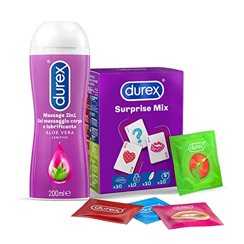 Immagine prodotto: Durex Surprise Mix 40 Preservativi + Durex Gel Massage Aloe da 200ml