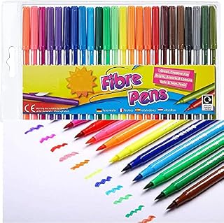 48 Fine Tip Fiber Coloring Pens For Kids Adults Draw Write Create Use at Home School Class Art Lesson Safe Non-Toxic