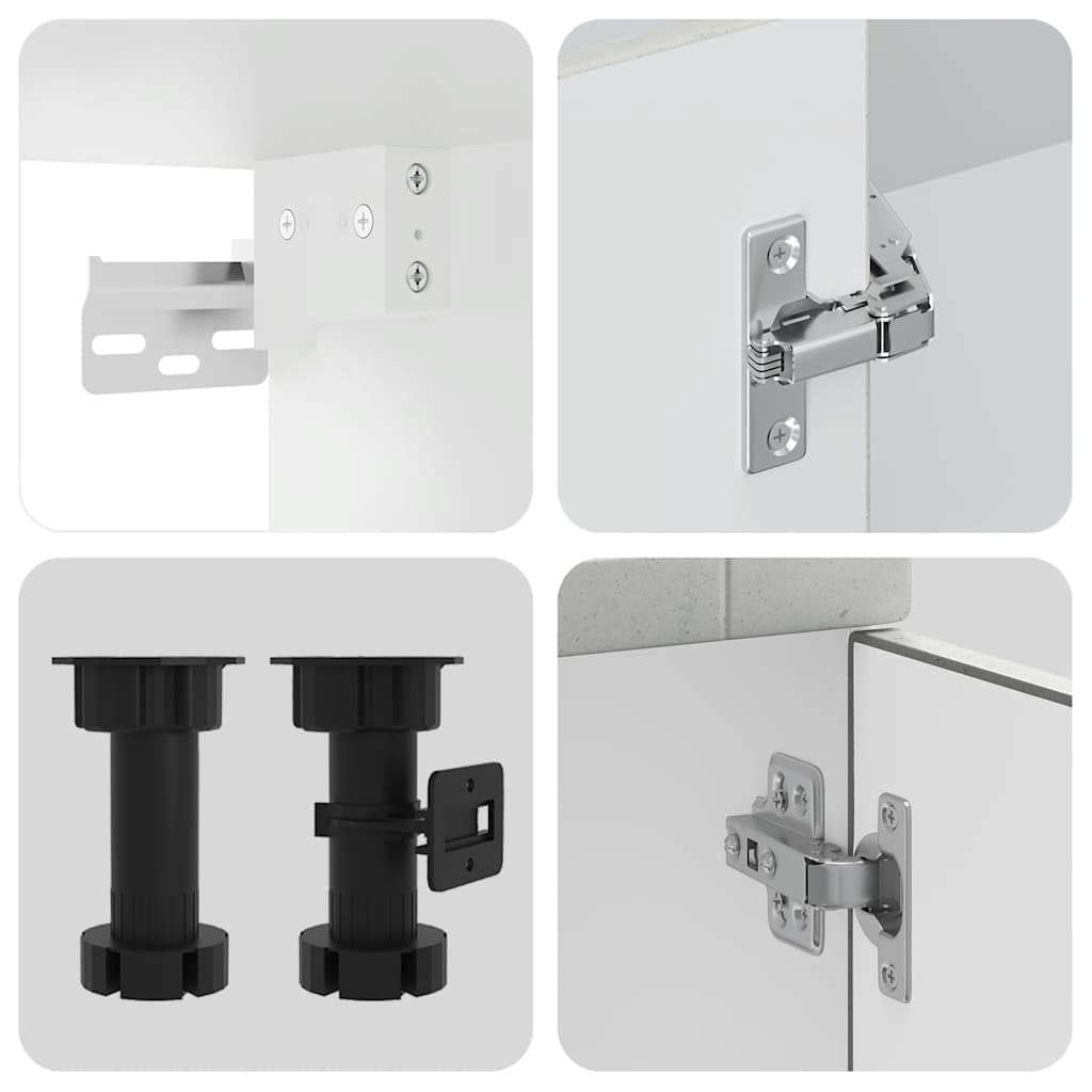 ACAGALA Set di mobili da cucina, 8 pezzi, blocco da cucina regolabile, in legno grigio cemento, angolo cottura da incasso, cucina completa, mobiletto da cucina, armadietto da cucina, pensile, senza