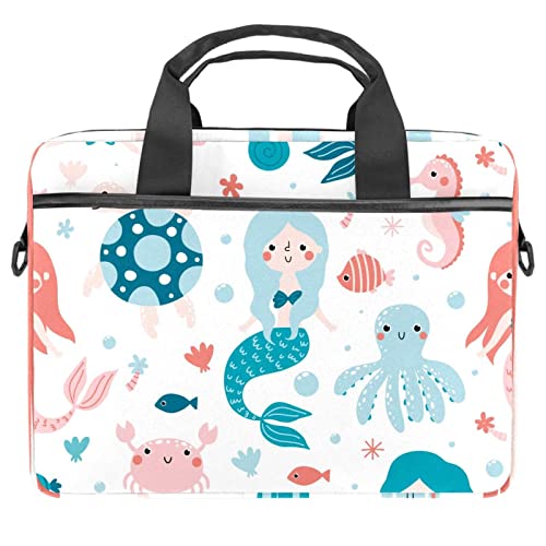 Sacoche bandoulière PC portable 13.3 housse ordinateur 14 multicolore motif pieuvre hippocampe