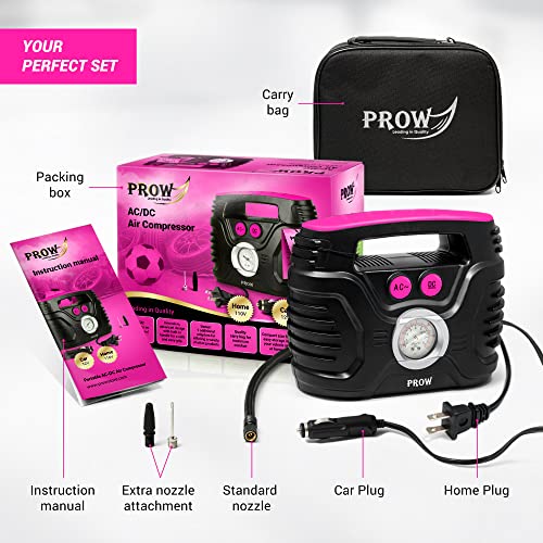 Electric Air Compressor Portable Tire Inflator With Analog Pressure Gauge Air Pump For Car Tires 12V 110V Tire Pump For Car Bike Balls & More Easy To Use Ideal For Cool Women And Adults #TOP4