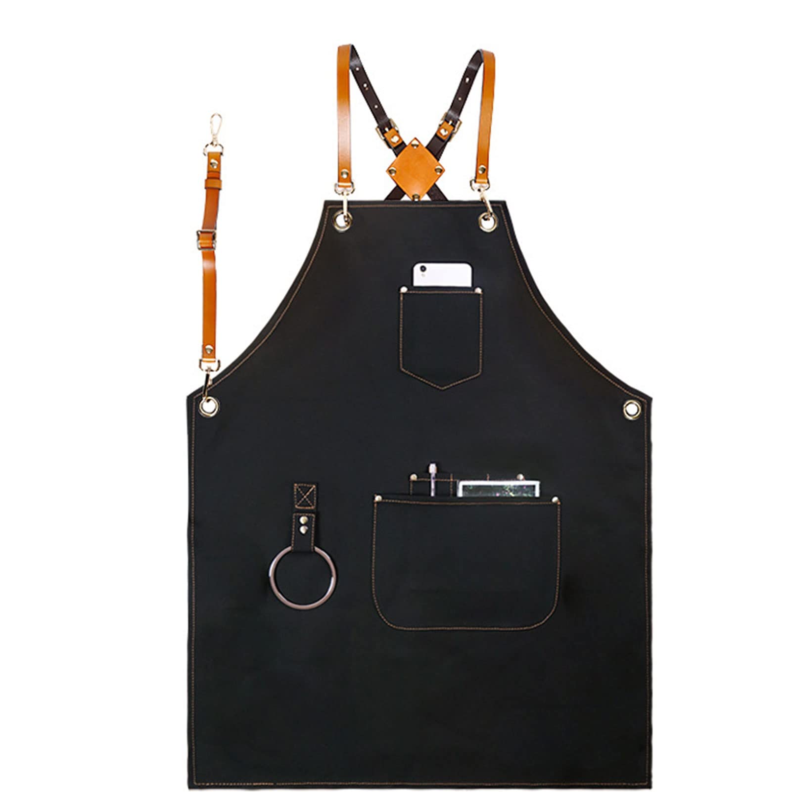 fayengan Arbeitsschürze Herren, Robuste Werkzeug Schürze Für Männer, Arbeitsschürze Mit Werkzeugtaschen Für Küche, Garten, Keramik, Werkstatt (Color : Black, Size : XL)