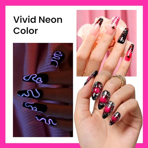Image of Beetles Hot Pink Gel Nail Polish - Luminous Pink Gel Polish 15ml Glow in the Dark Pink Summer Soak Off Uv LED Nail Lamp Nail Art Manicure Salon DIY Home Gift for Women Girls