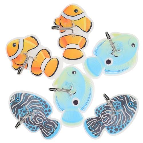 Abaodam Crochets Adhésifs Muraux Crochets Décoratifs Pratiques Lot de 6 en Pvc et Acier de Poisson Tropical pour Suspendre Vêtements et Accessoires, Cuisine ou Salle de Bain
