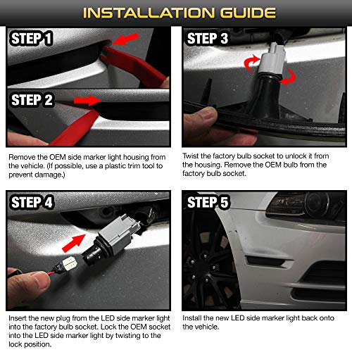 VIPMOTOZ Full White LED Smoke Lens Front Side Marker Light Parking Lamp For 2010-2014 Ford Mustang S197, Driver & Passenger Side