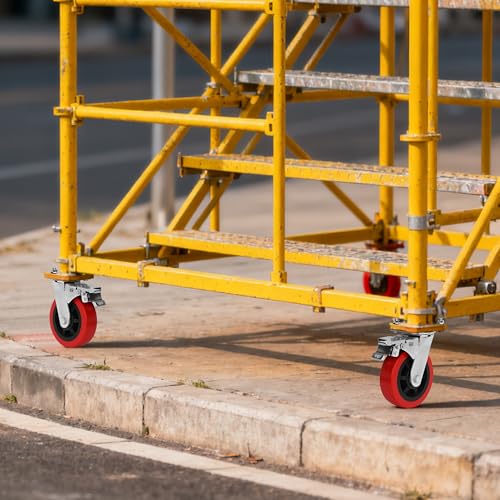 Suuiwau 8 inch Gerüstrollen Set (4 Stück) mit Stahlspindel,Gerüsträder 200 mm, Gerüstspindel Ø 30 mm,Lenkrolle 600 kg für Gerüst Rollgerüst