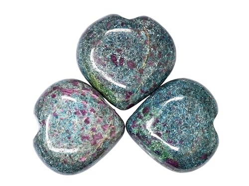 Image of Crystal Heaven Certified Ruby Kyanite Heart Palm Pebbles Stones For Anxiety Stress Relief Massage - Aaa Grade Original Healing Gemstone Agate Heart Palm Stone For Yoga Meditation Spiritual