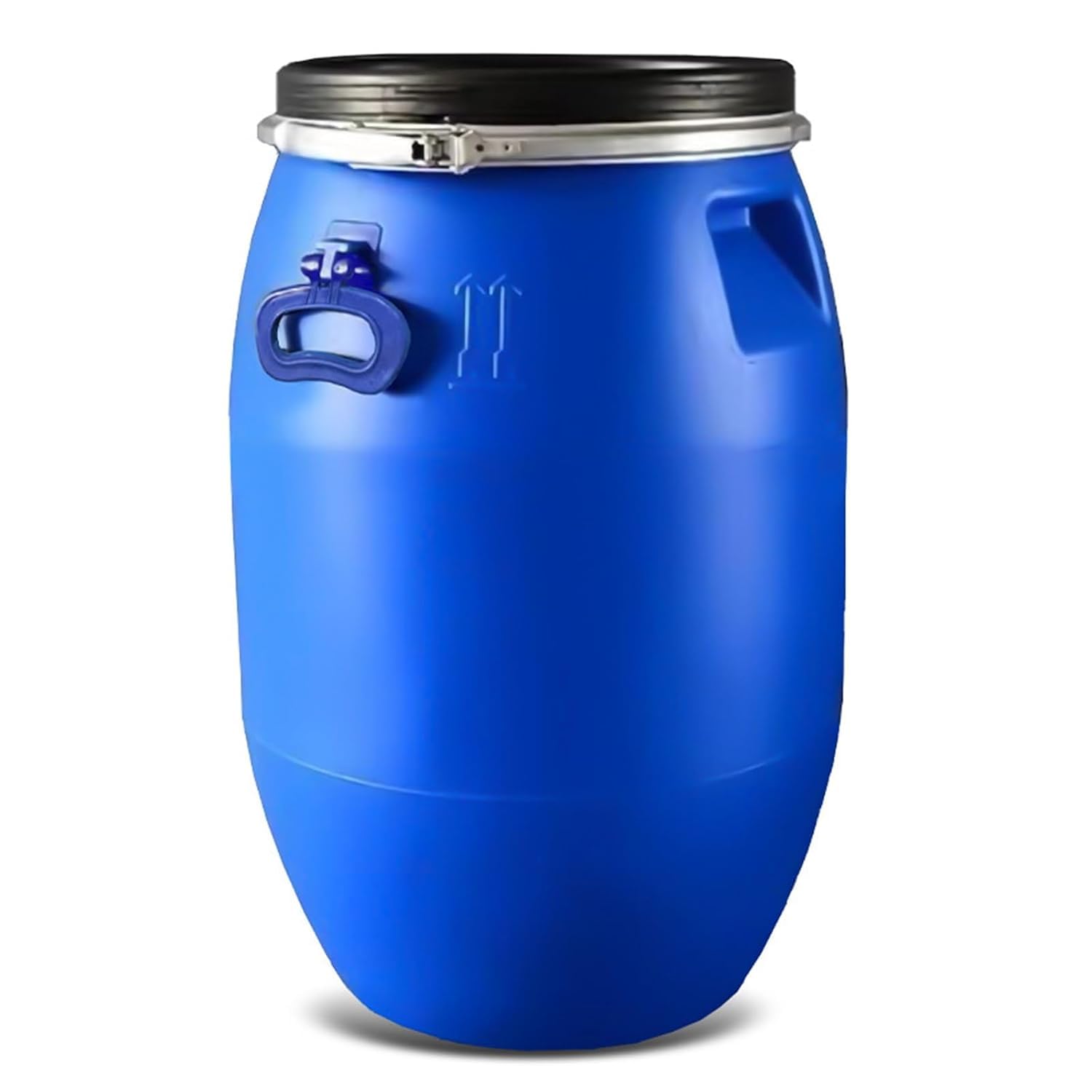 Barile in plastica per la conservazione dellacqua con Coperchio, Fusto Blu Aperto con Coperchio e Anello di Chiusura, Grande barile in plastica, per Uso Alimentare e Adatto al Trasporto (100L)