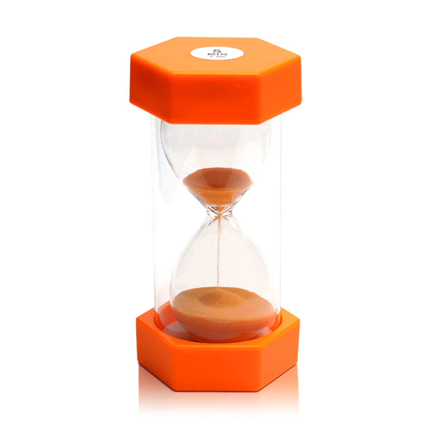 5 Minutes Sand Timer, Hourglass Timer, Sand Clock for Kids, Colorful Sand Watch, Sandglass Timer, Visual Timer for Home Office Kitchen Decor (Orange)