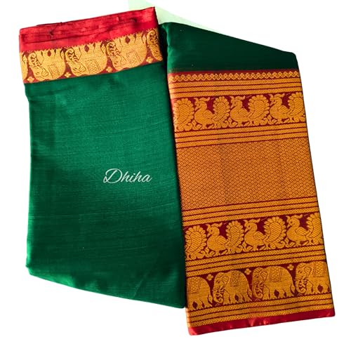 Image of Narayanpet Pure Cotton Avani Border Saree for Women with Running Blouse | Tassels | Traditional Woven Solid Design | Handloom Weave