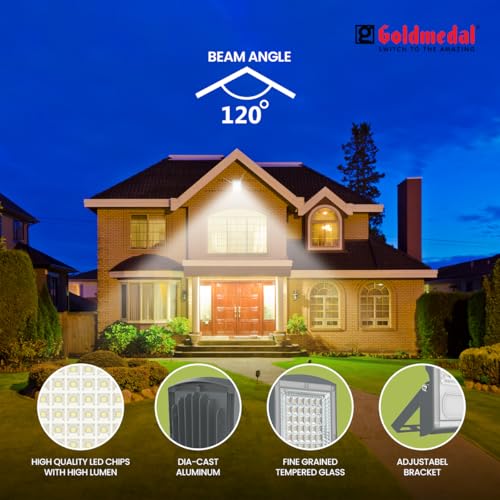 Image of Goldmedal Beacon 200W LED Flood Light - Cool Daylight (6500K) | Rating IP66 | Suitable for Outdoor Application |Long Lifespan | Eco-Friendly & Energy Efficient | (Pack of 1)