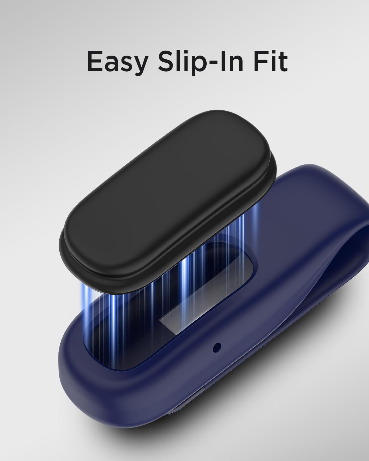 [2 Pack] Miimall Clip Holder Compatible with Fitbit Air Fitness Tracker,Soft Comfortable Steel Sheet Silicone Clip Clasp Replacement Case for Fitbit Air (Black+Blue)