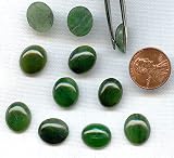 2 Vintage Taiwan Genuine Nephrite Jade 14x12mm. Oval Semi Precious Gemstone Cabochons R474