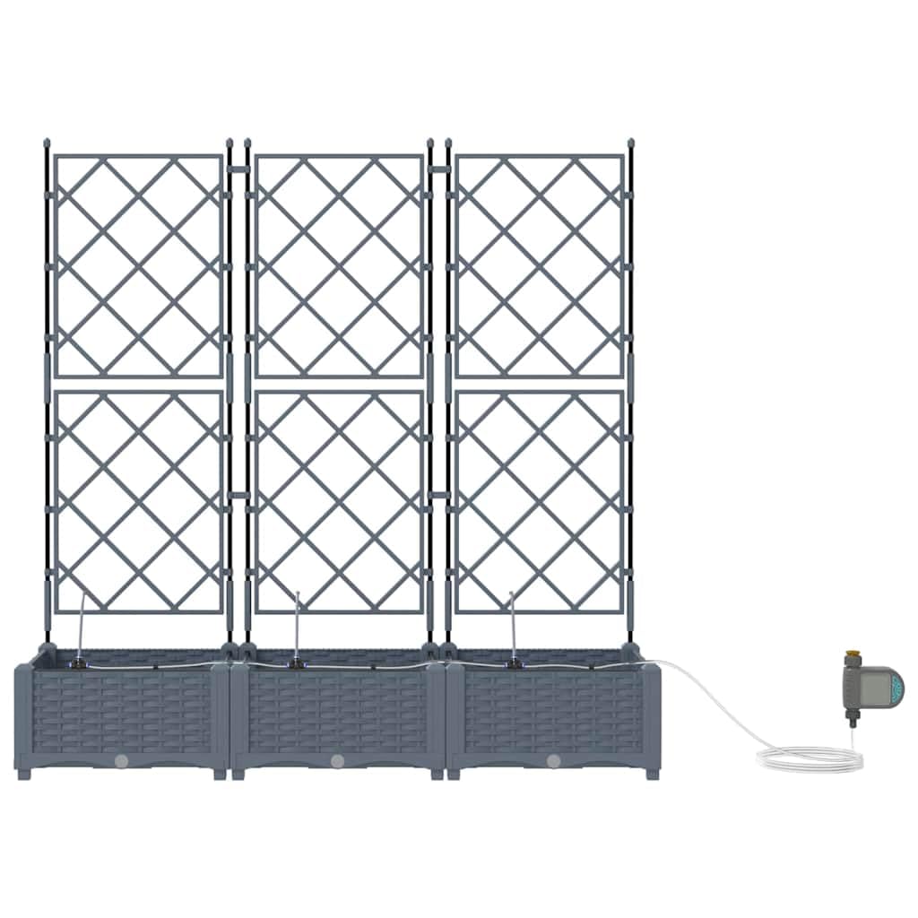vidaXL Doniczka ogrodowa 3 pcs Jasnoszary 120 x 40 x 126 cm, Ogród i taras, nowoczesna doniczka samonawadniająca, trwały pojemnik na rośliny patio