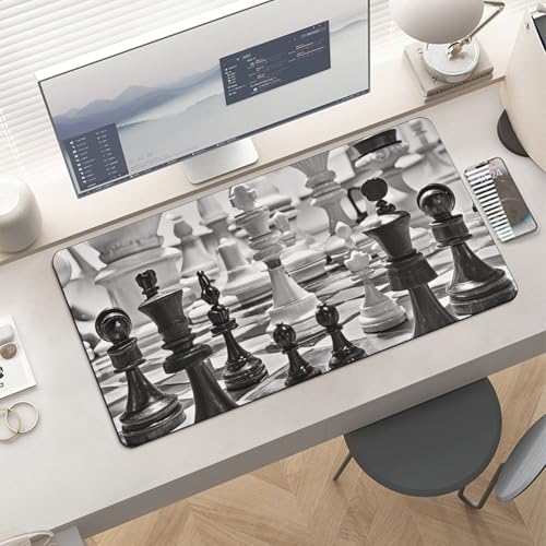 Protector para escritorio con diseño ajedrez blanco y negro, grande, antideslizante miniatura 6