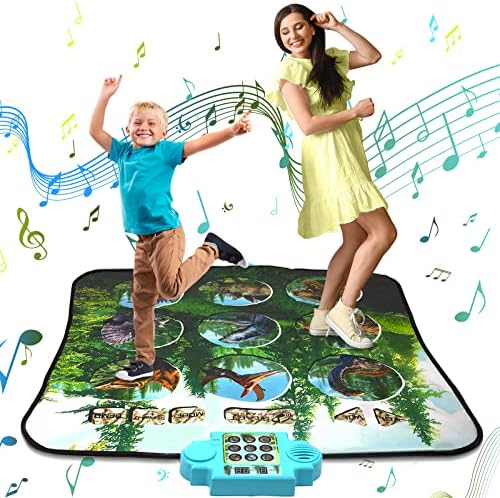 Welltin Dinosaur Dance Mat Toys for 3-10 Year Old Boys Girls, Dance Pad with LED Light Electronic Toy Birthday Christmas Xmas Gifts for Boys Girls 5 Game Modes & 3 Challenge Levels