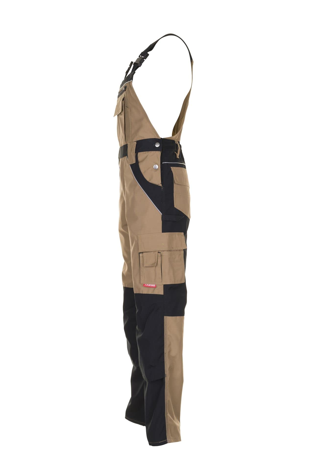 Planam 2524028 Plaline Latzhose, Sand/Schwarz, Größe 28