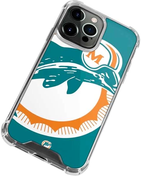 Skinit Clear Phone Case Compatible with iPhone 14 Pro Max - Officially Licensed NFL Miami Dolphins Retro Logo Design