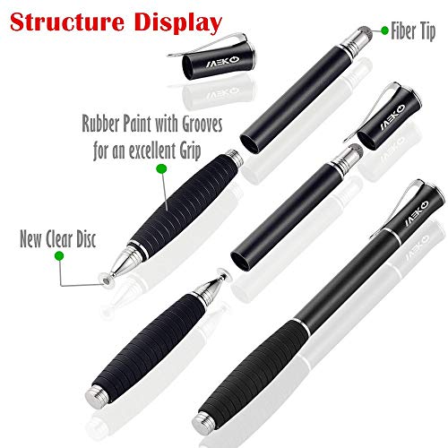 Meko (2Nd Generation) [2 In 1 Precision Series] Disc Stylus/Styli For Iphone7/7Plus, Ipad 4/ Ipad Mini And All Touch Screen Devices Bundle With 3 Replacement Tips (1Pcs,Black) #TOP5