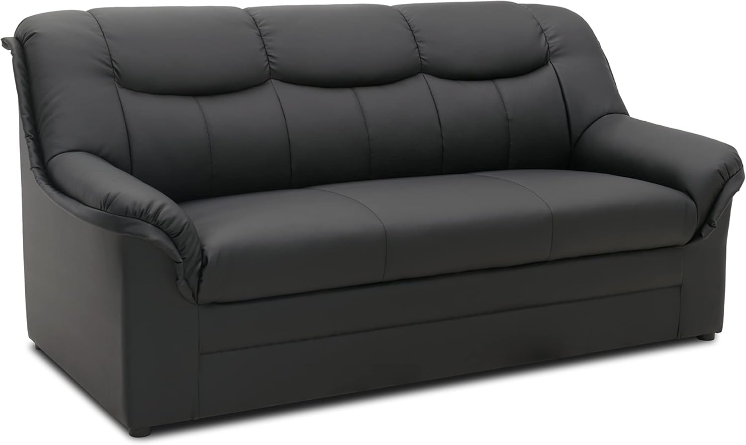DOMO. collection Sofa Berlin, Leder, klassisches 3er Sofa, Polstergarnitur mit weichem Kunstleder und hochwertigem Federkern, 3 Sitzer 178 x 90 x 89 cm (BxTxH), schwarz