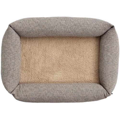 HUNTER Orthopädisches/Ergonomisches Hundesofa TROSA, orthopädisch mit Memoryschaum, recycelte Materialien, Strukturstoff & Teddyplüsch, Bezug abnehmbar, Farbe: beige, Größe: L