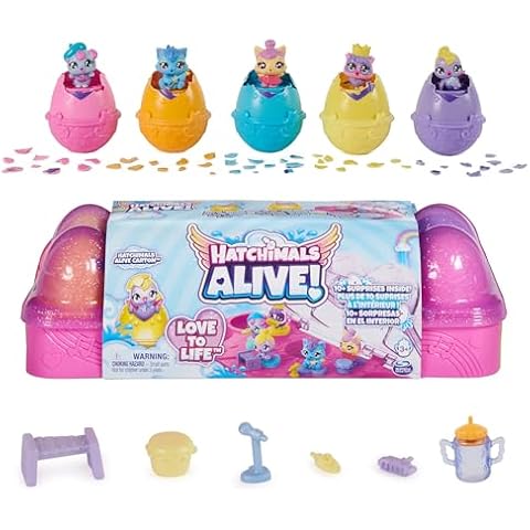 Hatchimals Alive, Egg Carton Toy with 5 Mini Figures in Self-Hatching Eggs, 11 Accessories, Kids Toys for Girls and Boys Ages 3 and up Cover