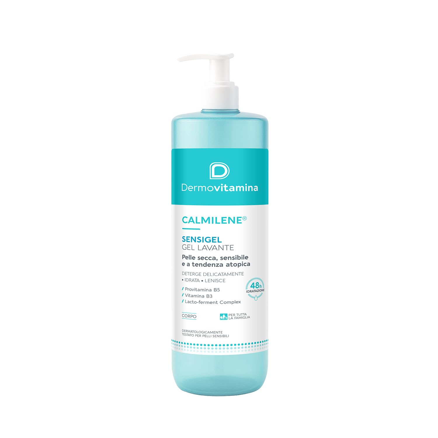 Dermovitamina Calmilene Sensigel 1L - Gel Lavante Corpo - Idratazione 48h - Con Lacto-ferment Complex - Per Pelle Secca, Sensibile, Atopica - Per Adulti e Bambini - Ingredienti di origine naturale