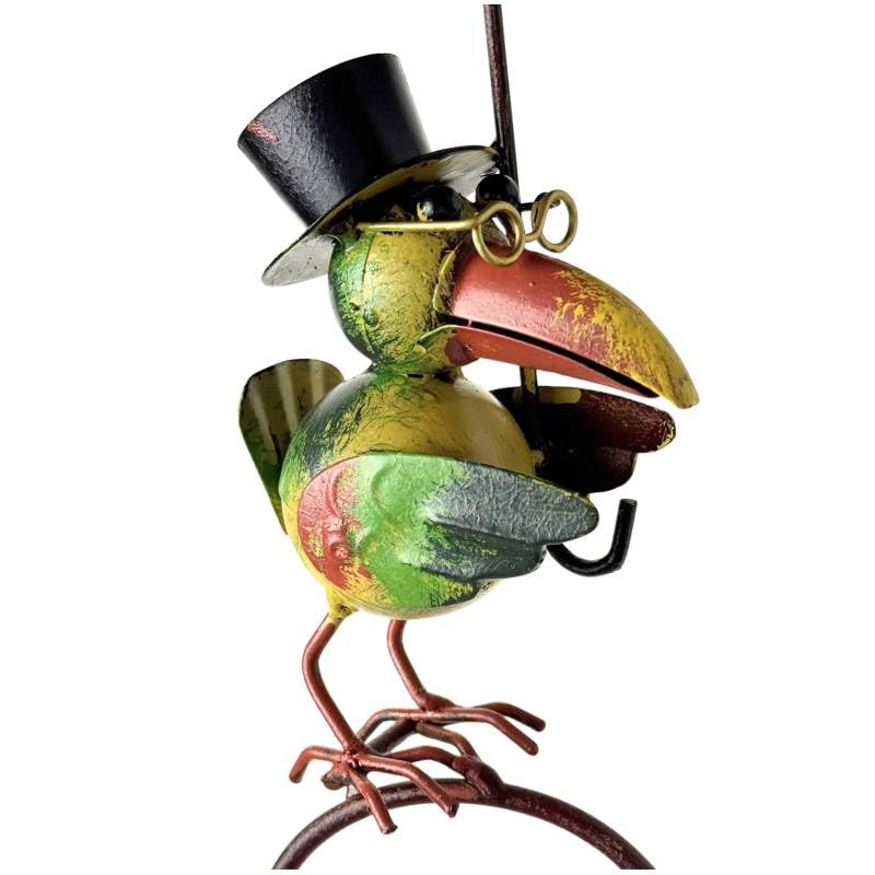 Pluviomètre à Piquer Tuteur à Plantes Déco de Jardin Corbeau en Métal et Verre 10x21x154cm