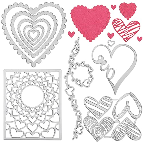Chengu 8 Pieces Love Heart Cutting Dies Love...